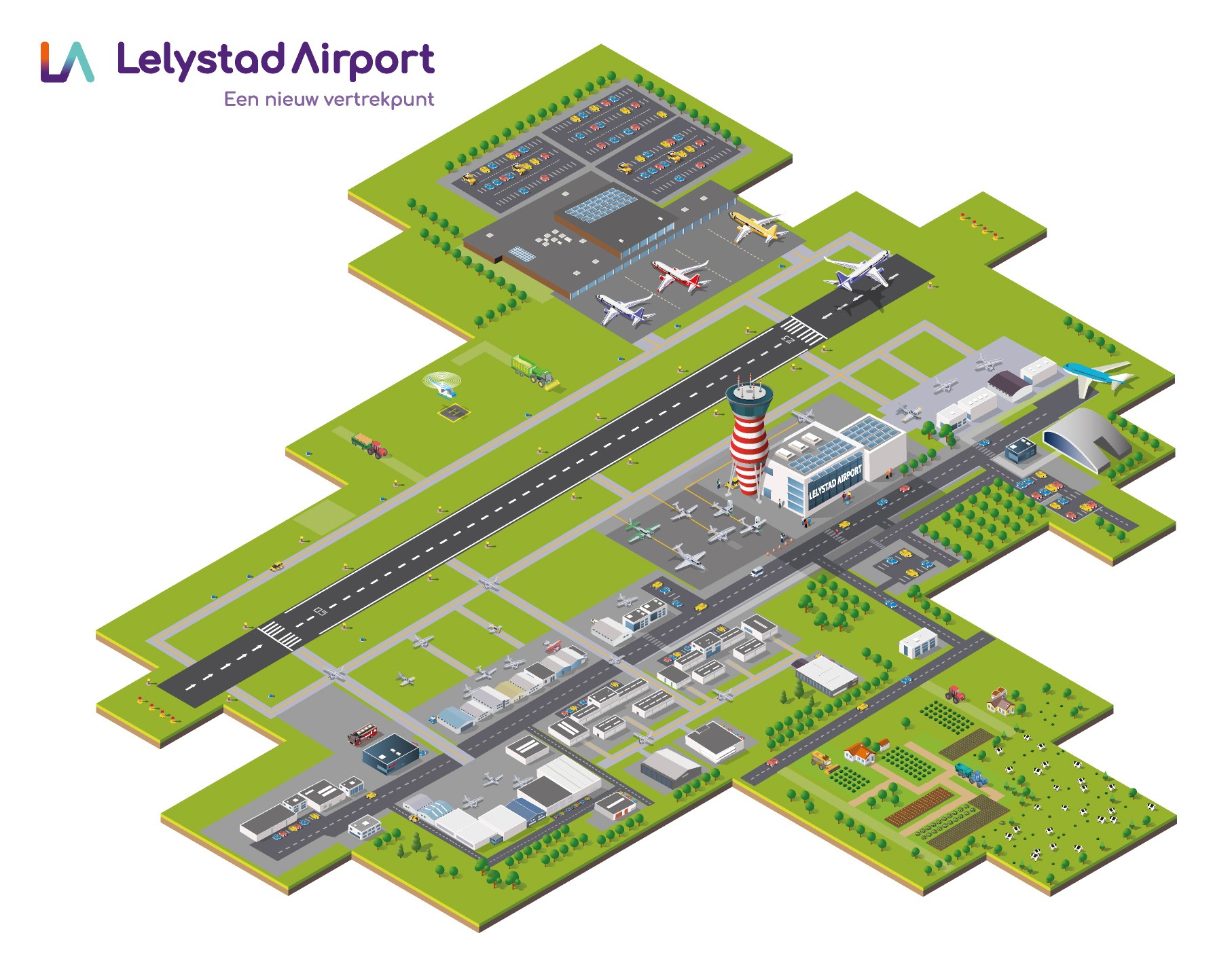 Volledige plattegrond van Lelystad Airport